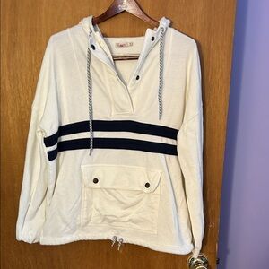 Faherty Daybreak Hoodie Beach Rays style Cream and Black Striped